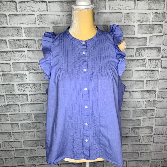 Madewell Tops - Madewell Blue End to End Pintuck Blue Shirt XL A4